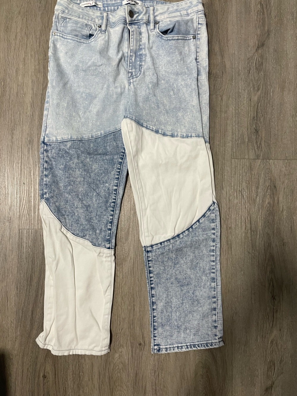 Women's Two-Tone Light Wash & White Panel Jeans